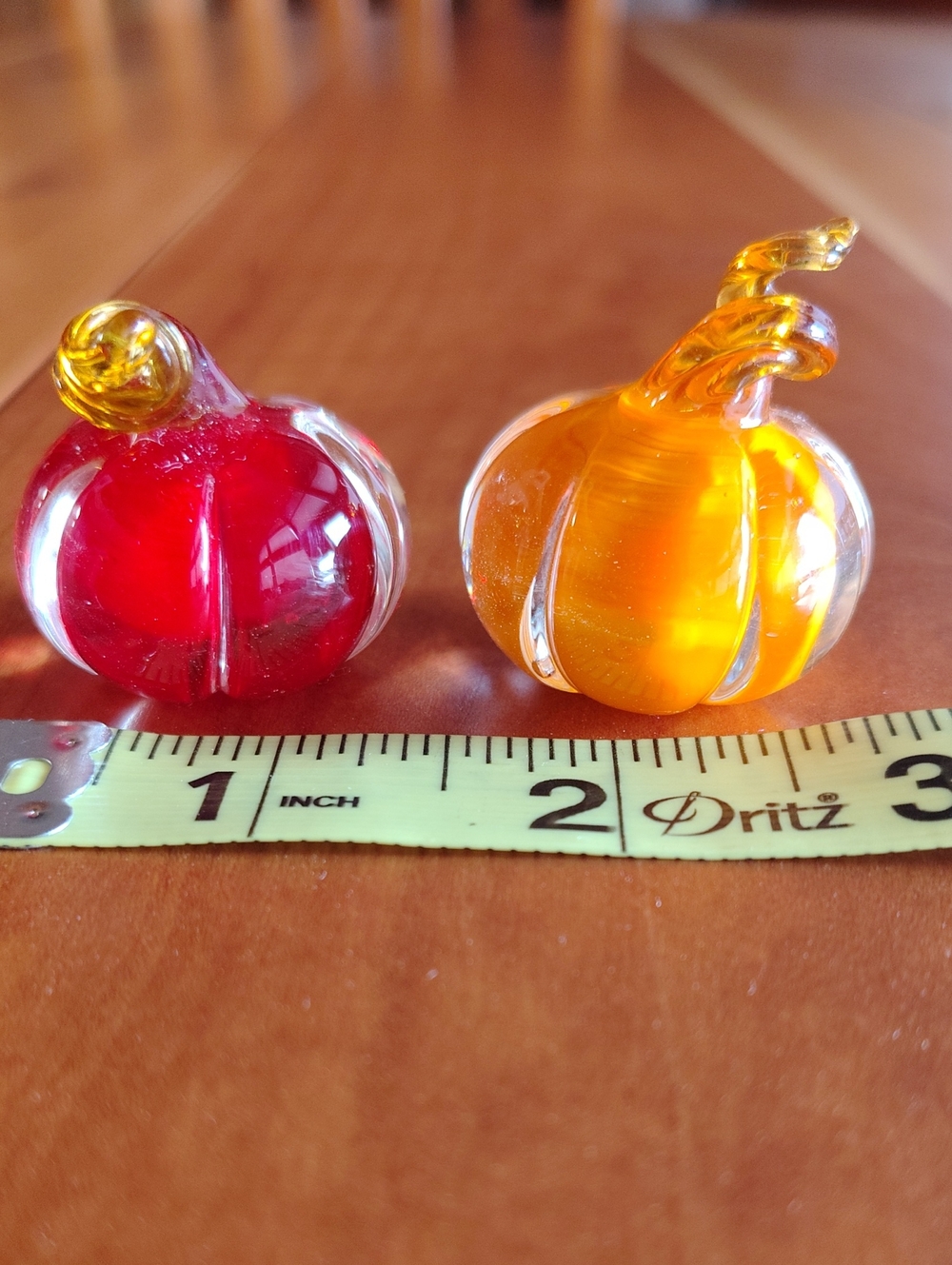 Handblown Glass Pumpkin Décor - Red and Orange TWO